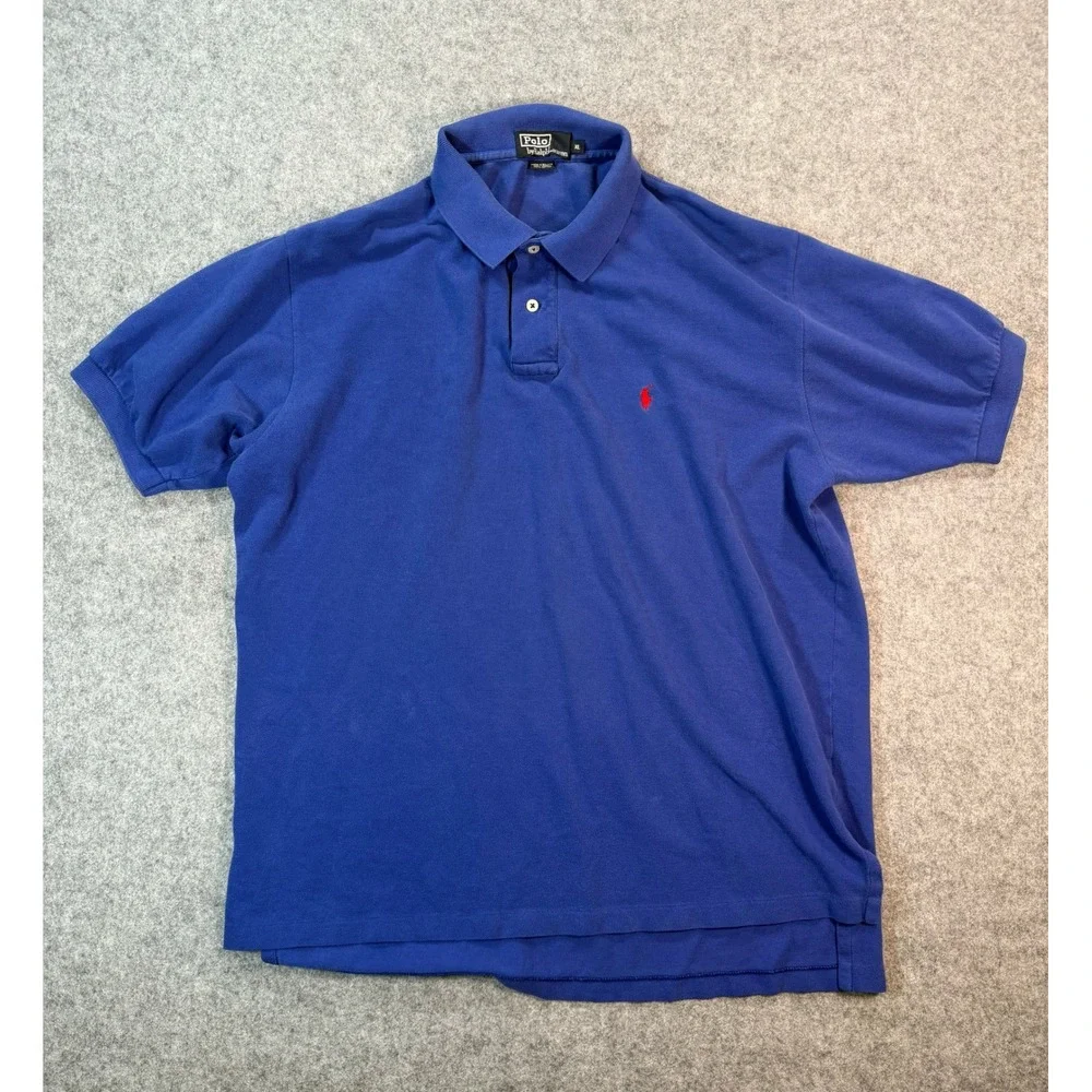 Polo Ralph Lauren Mens XL Blue Pique Short Sleeve Pony Logo Polo Preppy Shirt